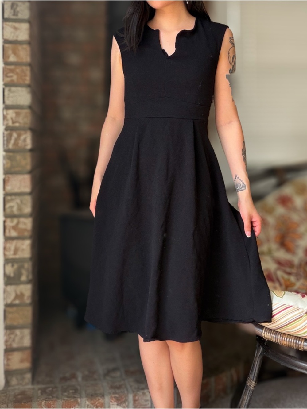 Everly Black Midi Keyhole Neckline Classic Date Night Dress